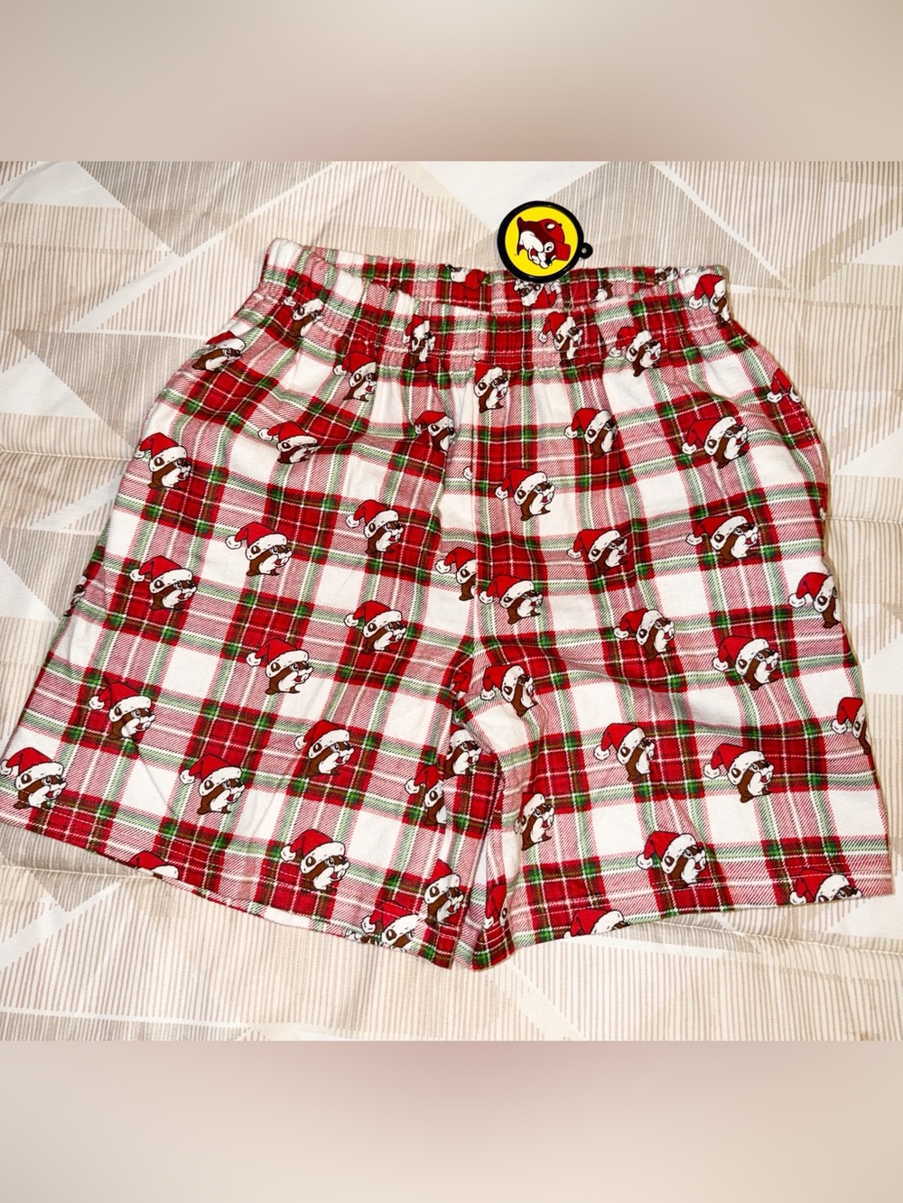 Buc-ee's Holiday Plaid Cotton Shorts  - Red/White NWT XL